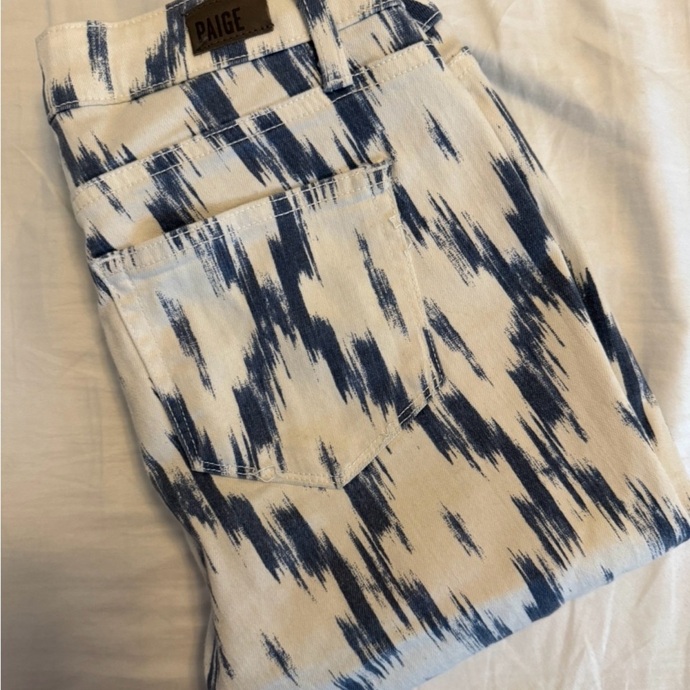 PAIGE Indigo and Cream Patterned Denim